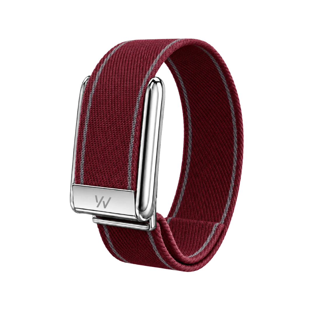 Maroon Braided Nylon Glow Edge Striped Band For Whoop 5.0 Mg Peak