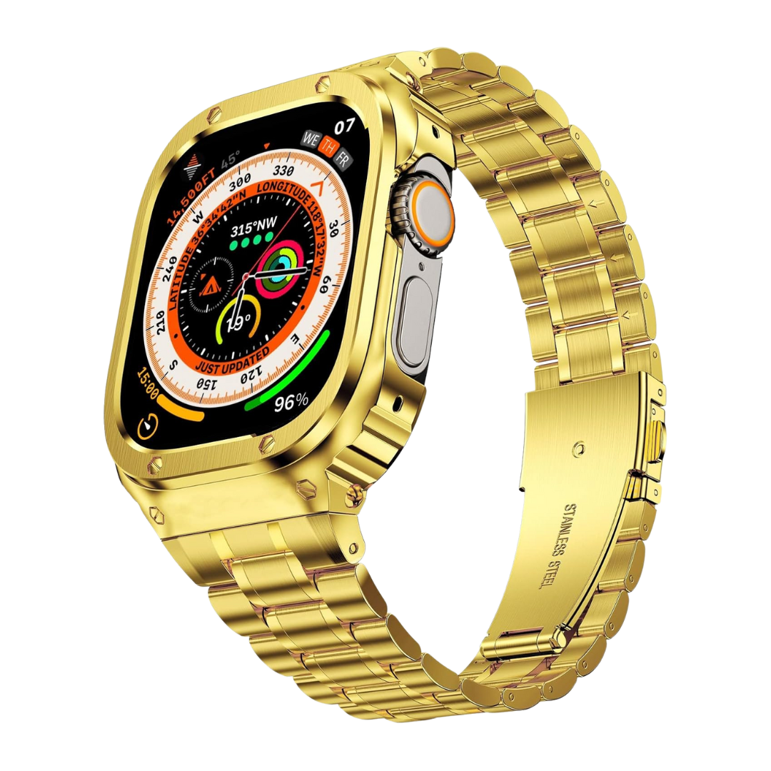 49MM Gold Luxury Richard Armor Metal Kit By Shopyholy Compatible For iWatch Ultra