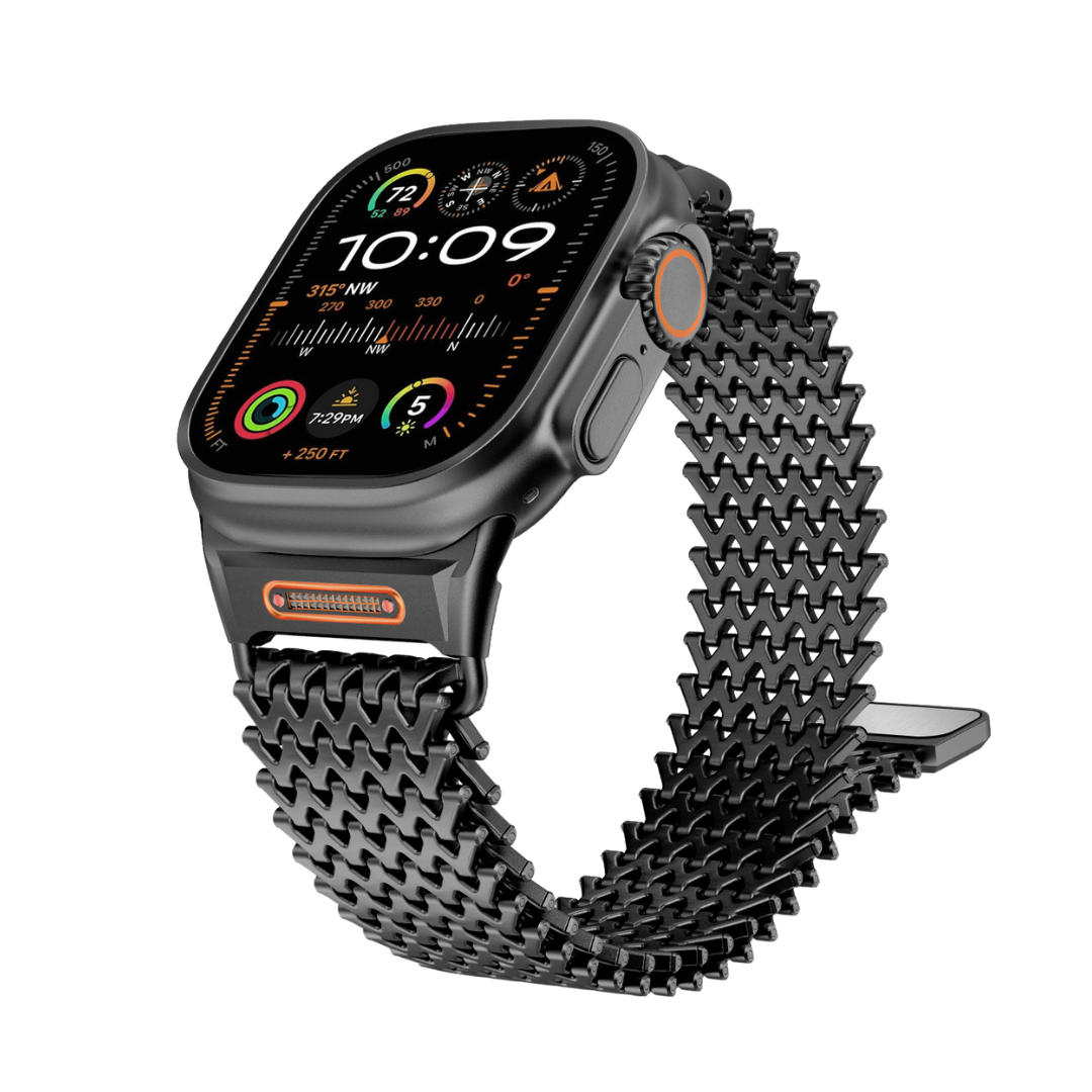 Black Milanese Magnetic Steel Shark Mesh Band For Apple Watch
