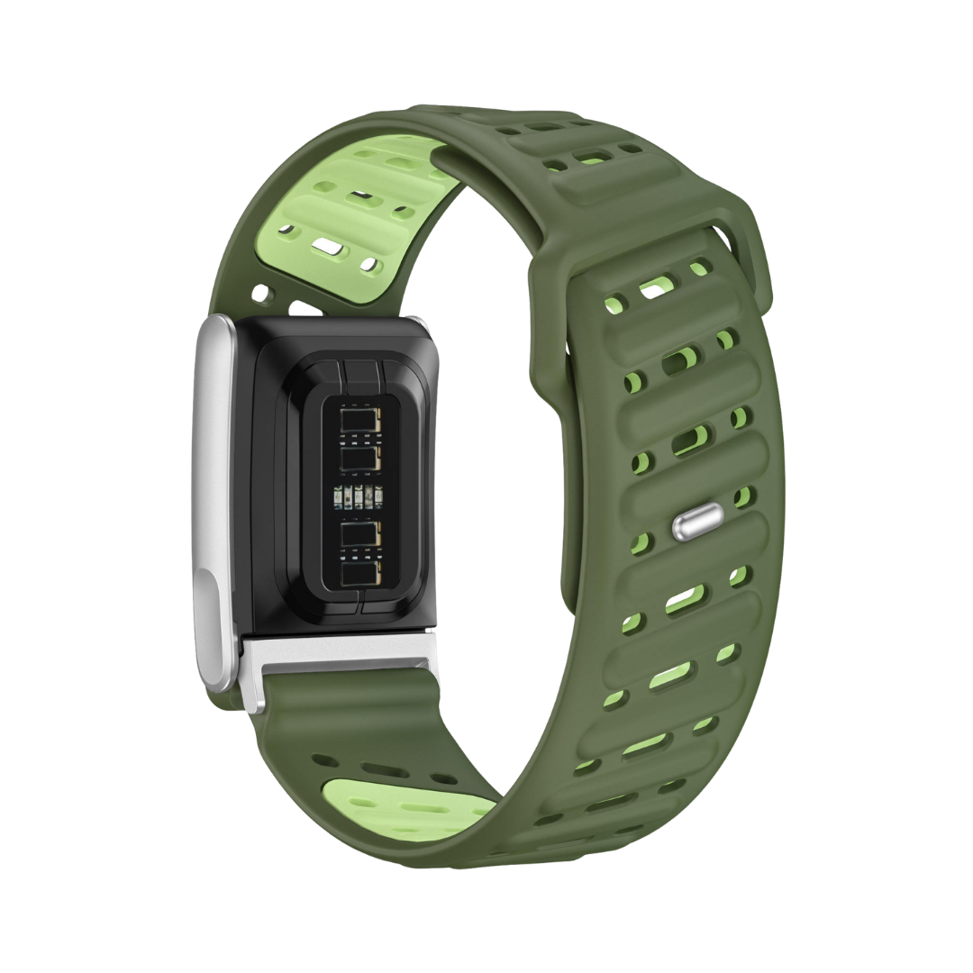 Dark Green Light Green AirFlow Rugged Silicone Strap for WHOOP 5.0 MG Life