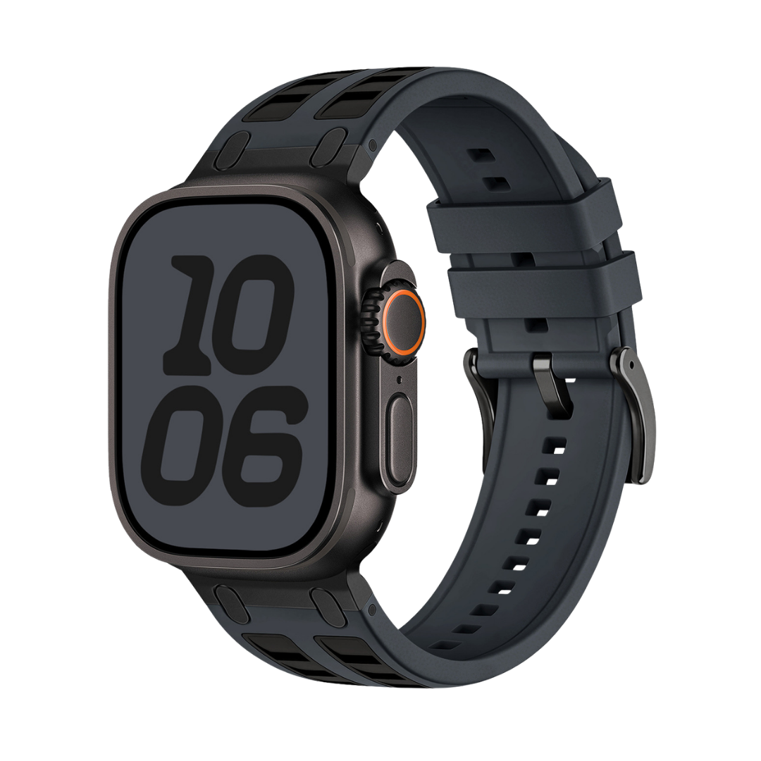 Dark Grey Black Ultra Tough Luxury Silicone Strap for Apple Watch Ultra & Series