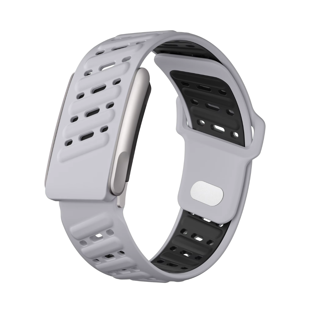 Light Grey Black AirFlow Rugged Silicone Strap for WHOOP 5.0 MG Life