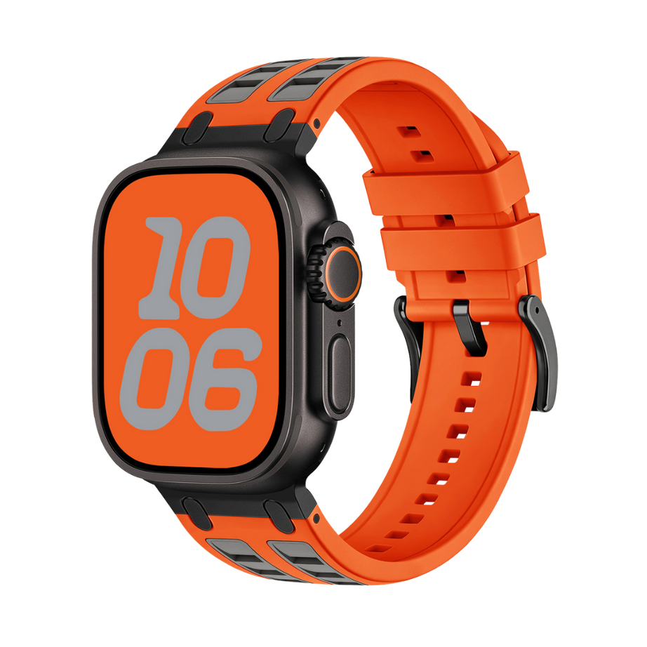Orange Grey Ultra Tough Luxury Silicone Strap for Apple Watch Ultra & Series
