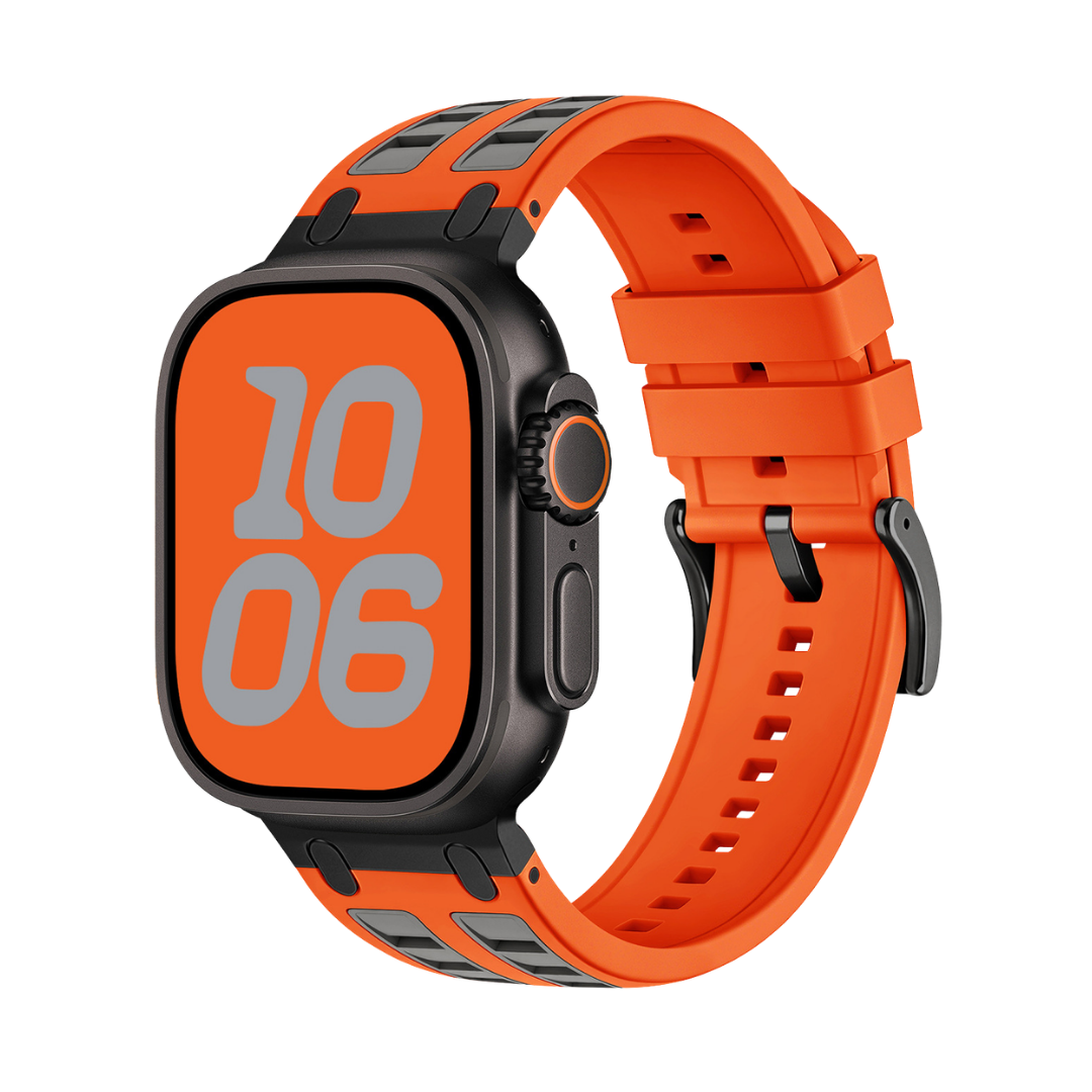 Orange Grey Ultra Tough Luxury Silicone Strap for Apple Watch Ultra & Series