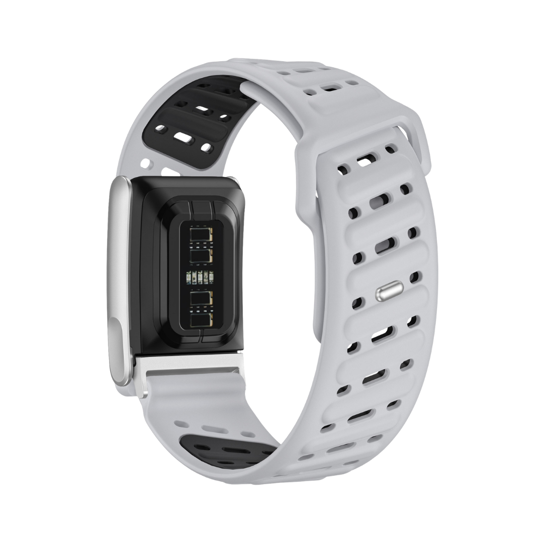 Light Grey Black AirFlow Rugged Silicone Strap for WHOOP 5.0 MG Life