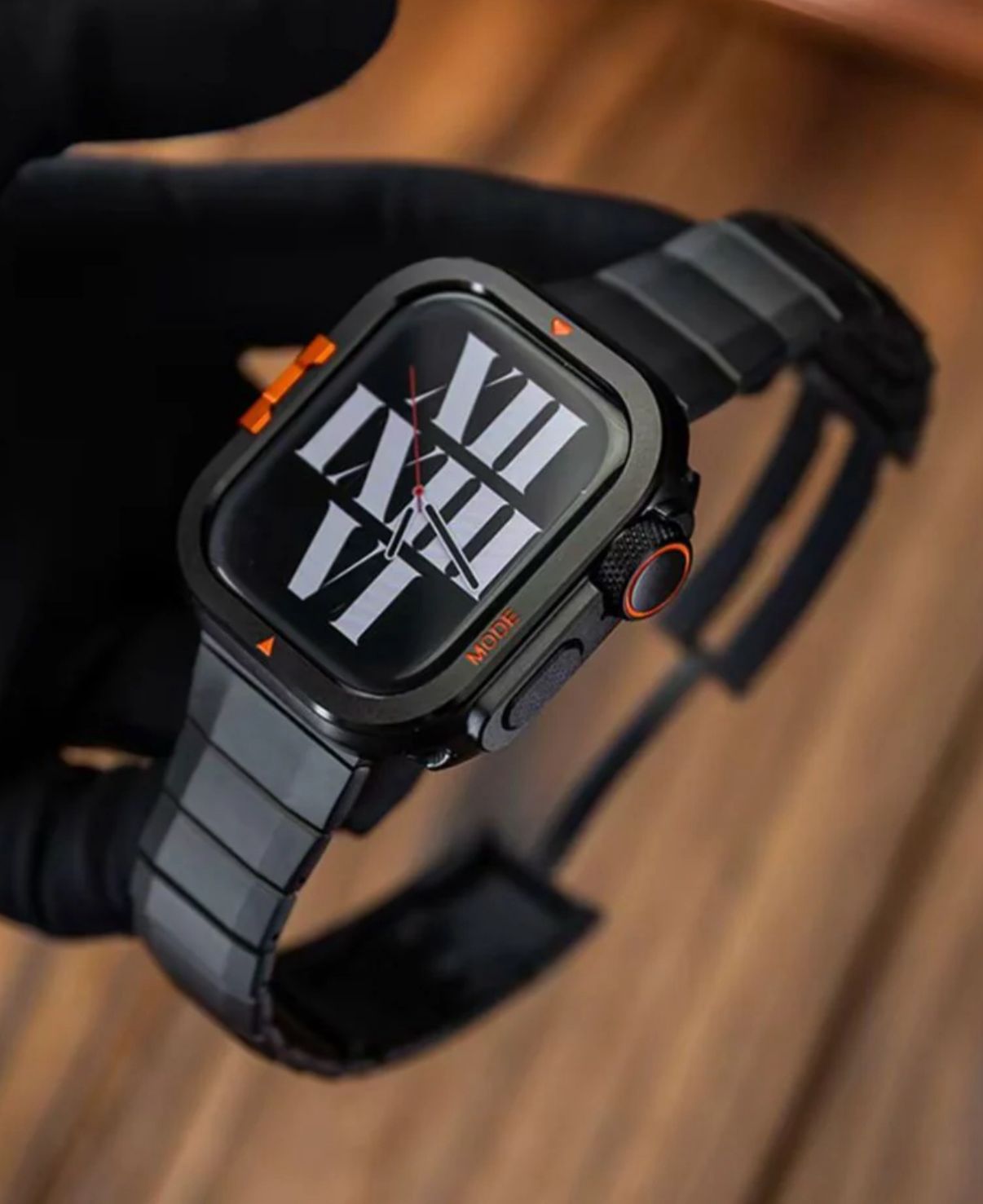 Black Titanium Luxury Curved Sliding Steel Straps By Shopyholy Compatible For Apple Watch