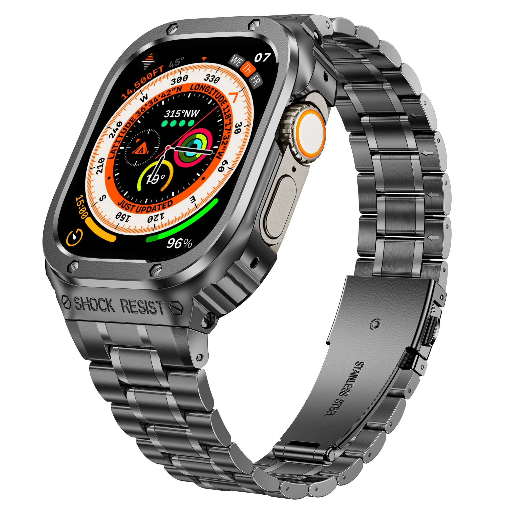 49MM Grey Luxury Richard Armor Metal Kit By Shopyholy Compatible For iWatch Ultra