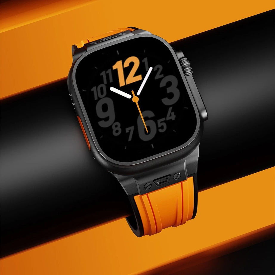 Orange B Luxury Mechanical Slicone Sports Band By Shopyholy Compatible For Apple Watch