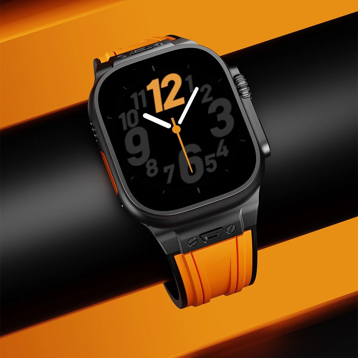 Orange B Luxury Mechanical Slicone Sports Band By Shopyholy Compatible For Apple Watch