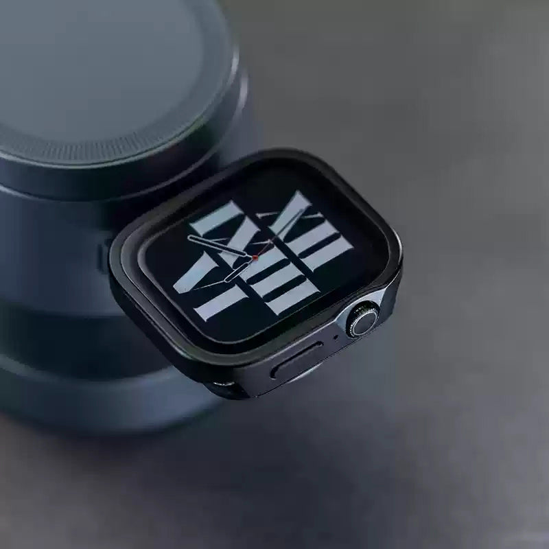 Black Luxury Metal Case With Screen Protector By Shopyholy Compatible For Apple Watch