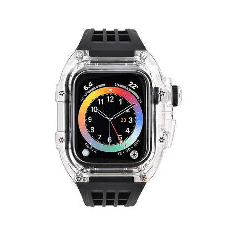 Black Luxury Richard Transparent Case with Correa Silicone Straps For iWatch