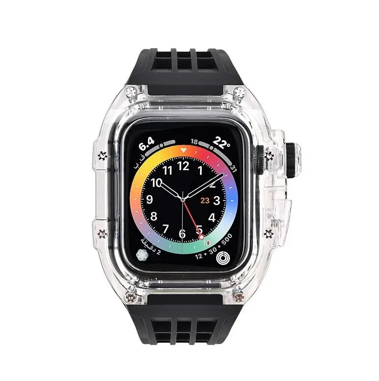 Black Luxury Richard Transparent Case with Correa Silicone Straps For iWatch