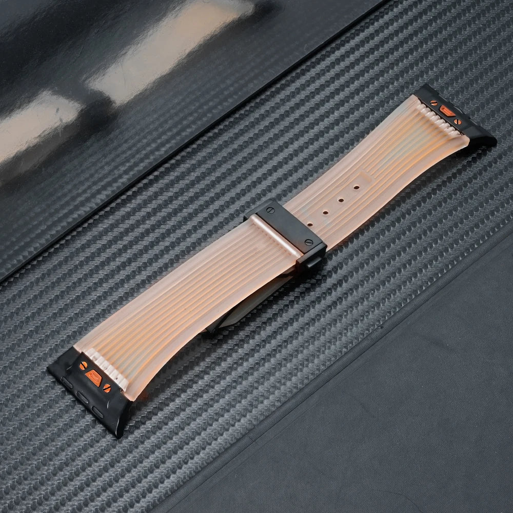 Orange Transparent B Luxury Hublot Style Band By Shopyholy Compatible For Apple Watch