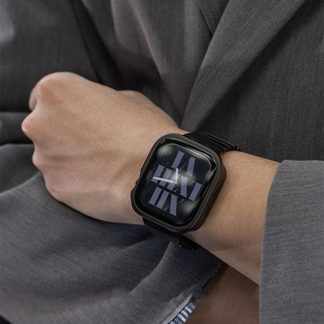 Black Luxury Metal Case With Screen Protector By Shopyholy Compatible For Apple Watch