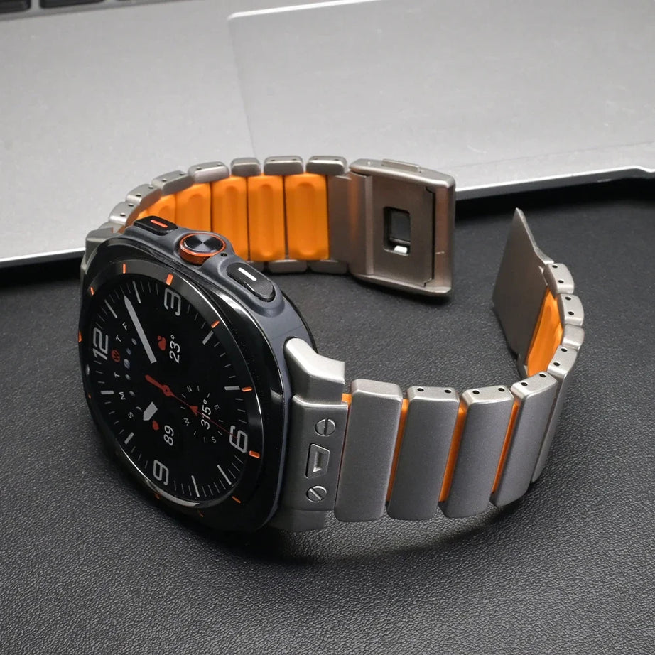 Titanium Orange Luxury Ocean Titanium Band for Samsung Galaxy Watch Ultra 47mm