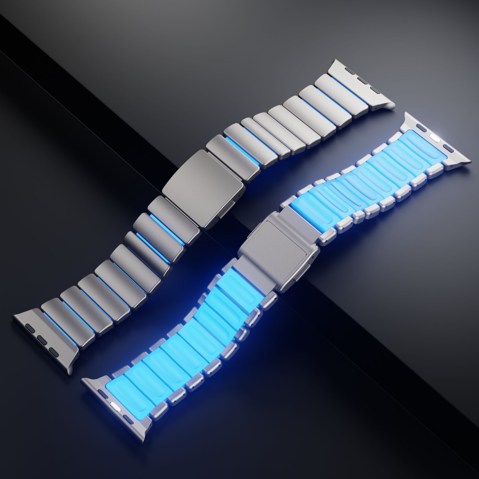 Titanium Noctilucent Luxury Titanium Dual Layer Silicone Magnetic Link Bands By Shopyholy Compatible For Apple Watch