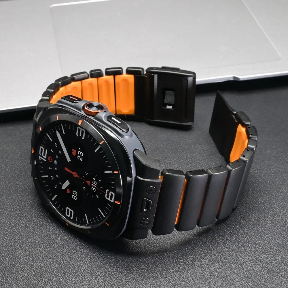 Black Orange Luxury Ocean Titanium Band for Samsung Galaxy Watch Ultra 47mm
