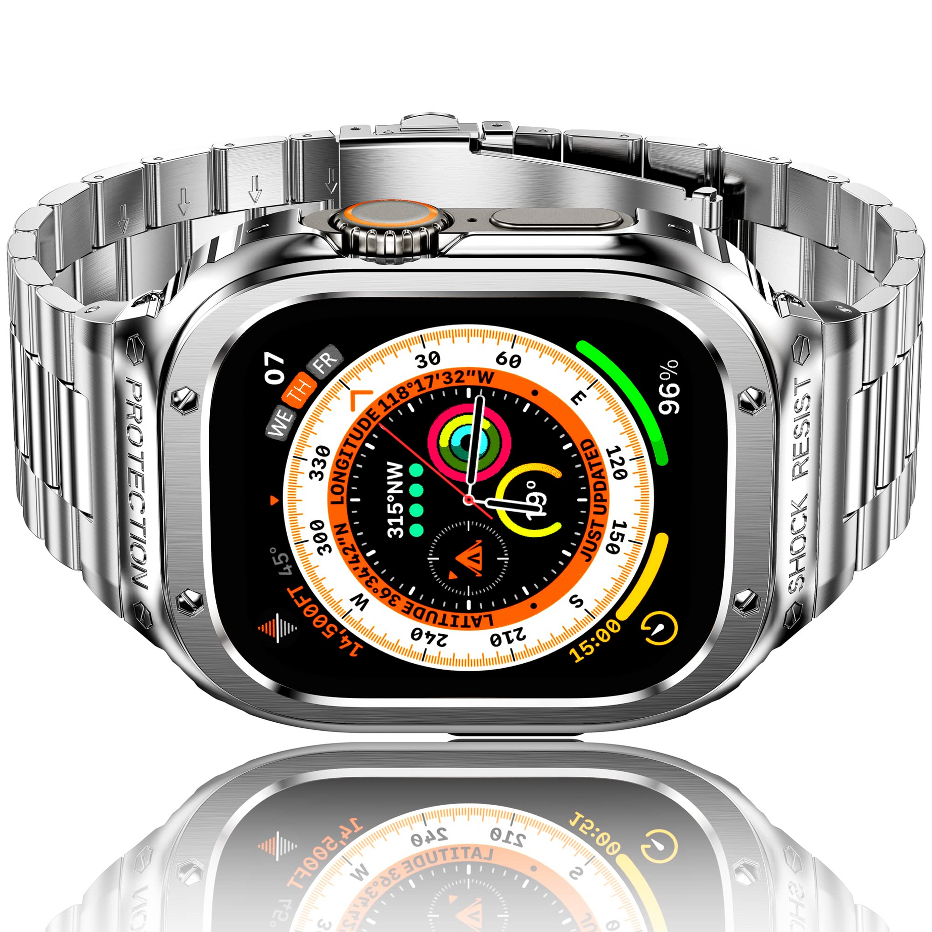 49MM Silver Luxury Richard Armor Metal Kit By Shopyholy Compatible For iWatch Ultra