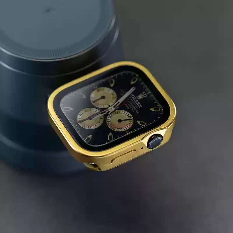 Gold Luxury Metal Case With Screen Protector By Shopyholy Compatible For Apple Watch