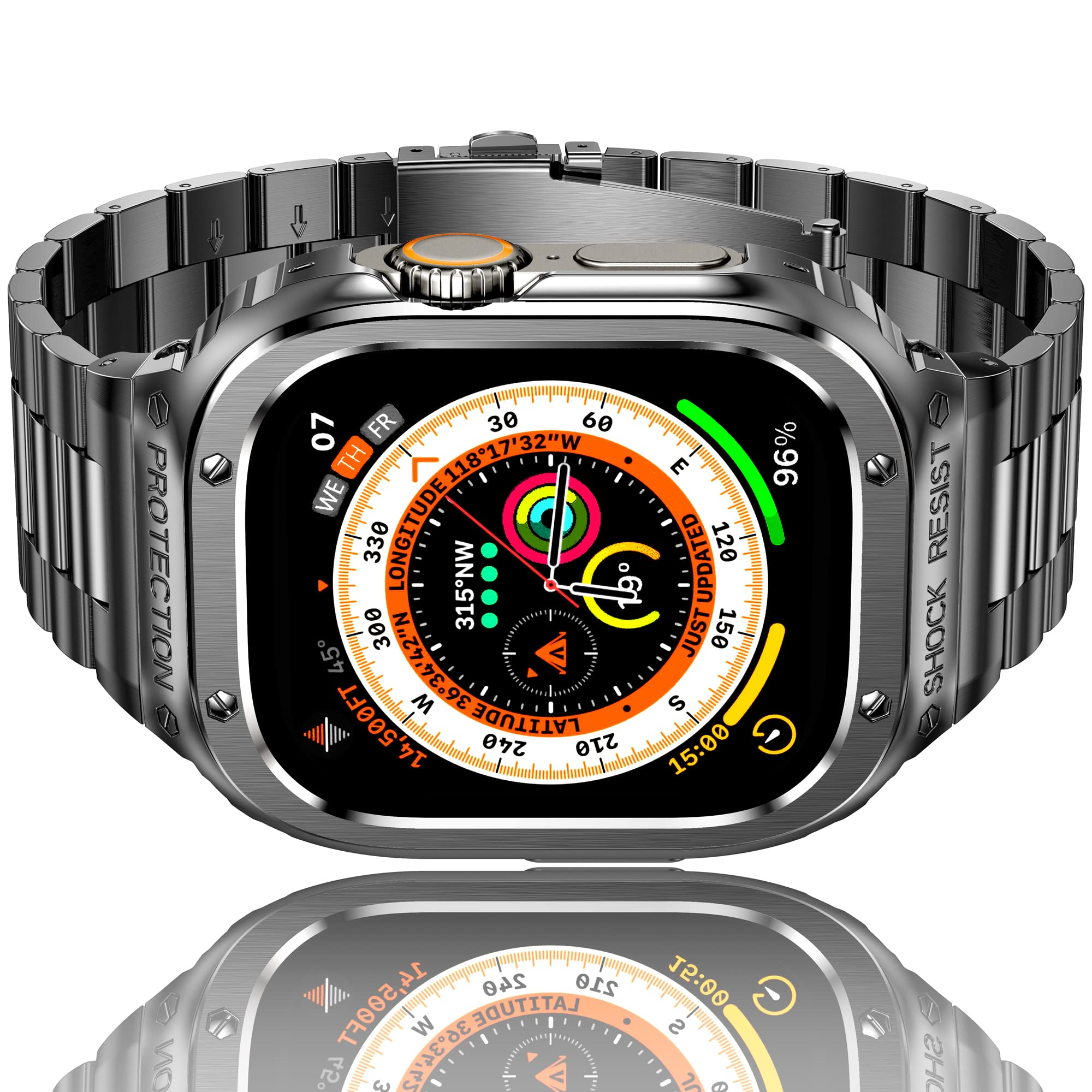 49MM Grey Luxury Richard Armor Metal Kit By Shopyholy Compatible For iWatch Ultra