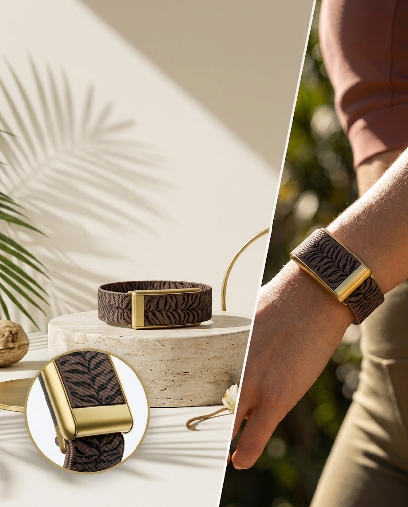 Vibrant Tiger Edition Premium Elastic Woven Band With Gold Clasp for WHOOP 5.0