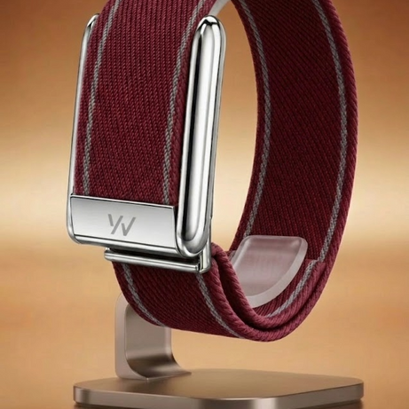 Maroon Braided Nylon Glow Edge Striped Band For Whoop 5.0 Mg Peak