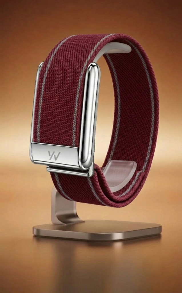 Maroon Braided Nylon Glow Edge Striped Band For Whoop 5.0 Mg Peak