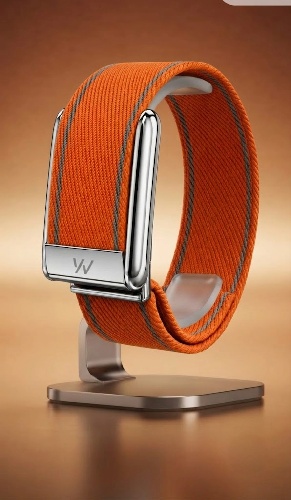 Orange Braided Nylon Glow Edge Striped Band For Whoop 5.0 Mg Peak
