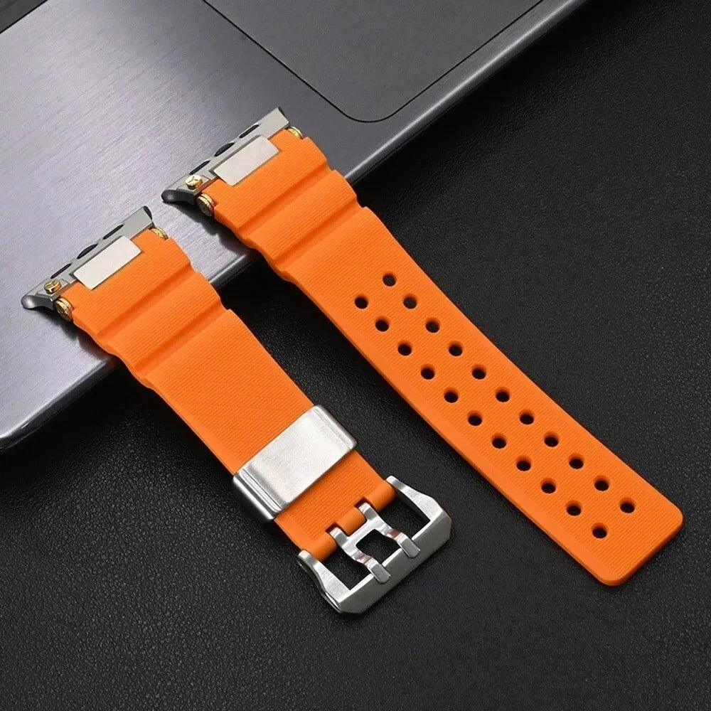 Orange Luxury Veltrix Silicone Straps By Shopyholy Compatible For Apple Watch