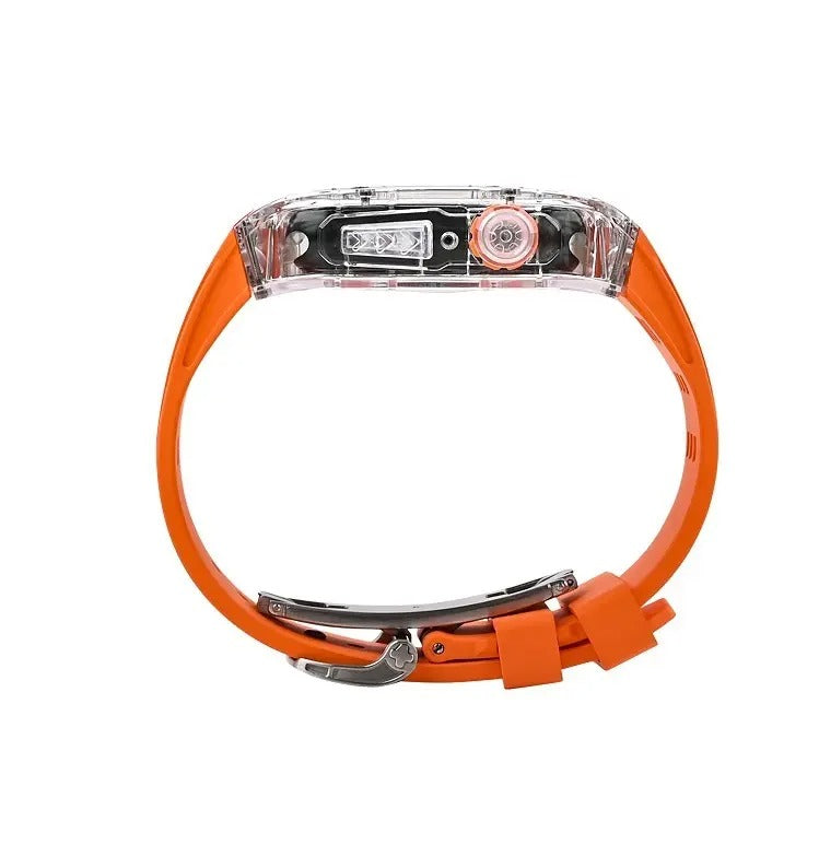 Black Luxury Richard Transparent Case with Correa Silicone Straps For iWatch