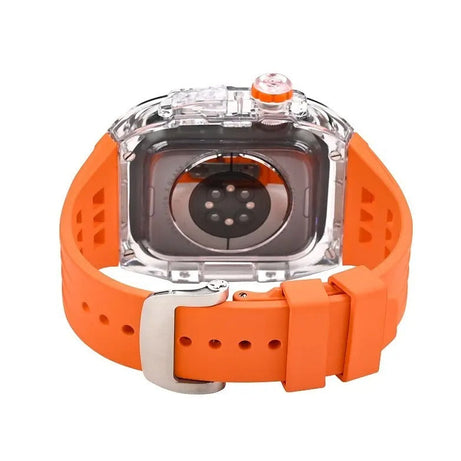 Luxury Modification Kit Transparent Case + Rubber Silicone Straps For Smart Watch (44MM 45MM)