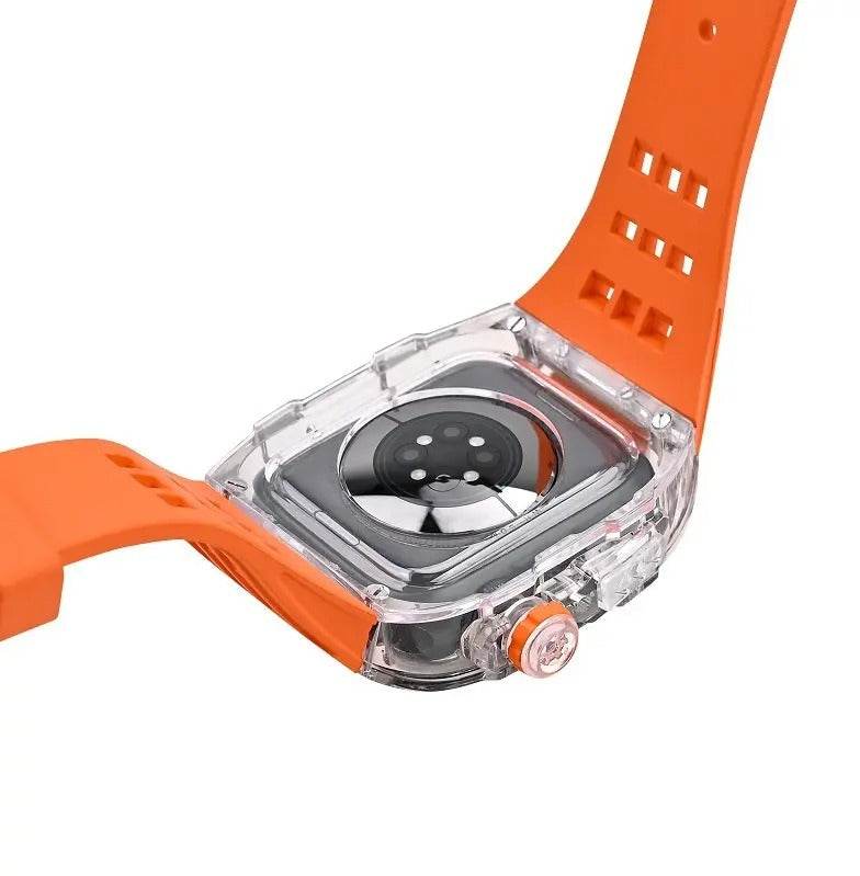 Luxury Modification Kit Transparent Case + Rubber Silicone Straps For Smart Watch (44MM 45MM)