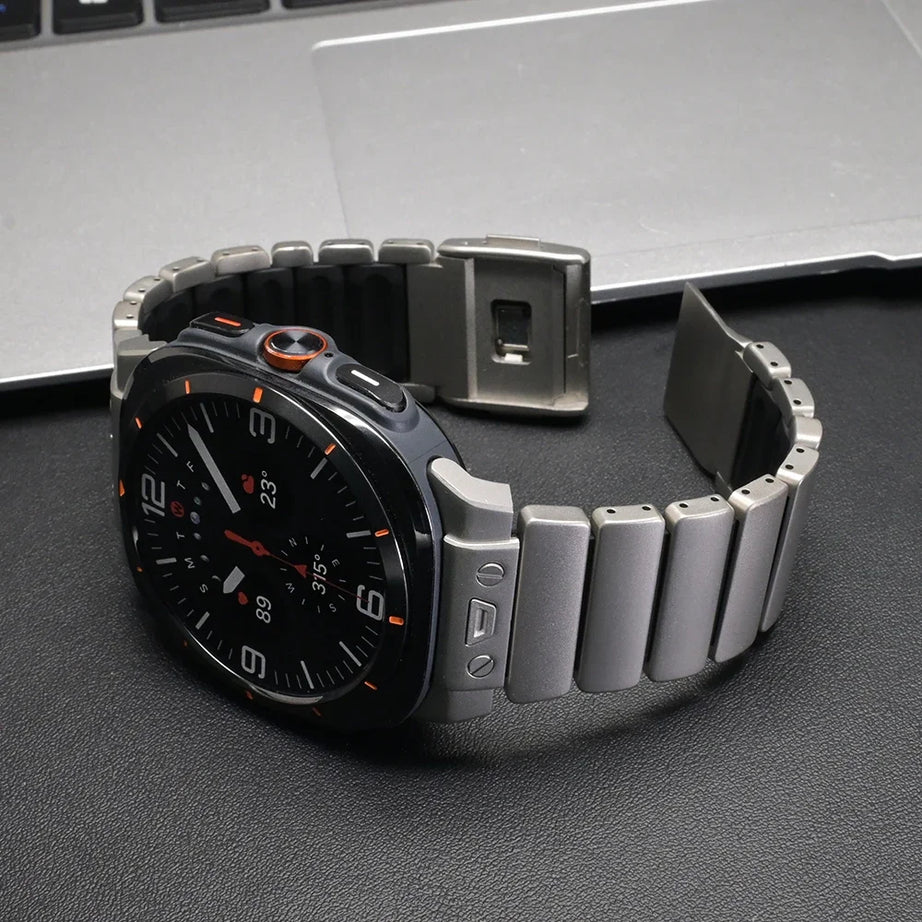 Titanium Black Luxury Ocean Titanium Band for Samsung Galaxy Watch Ultra 47mm