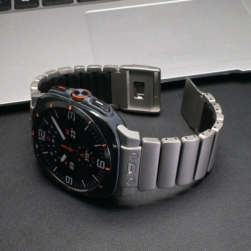 Titanium Black Luxury Ocean Titanium Band for Samsung Galaxy Watch Ultra 47mm