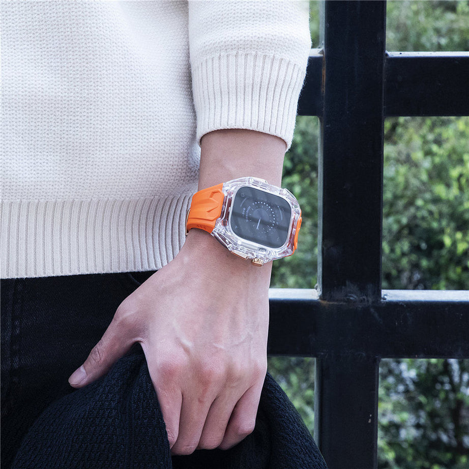 49MM Orange Luxury Transparent Case by Shopyholy Compatible for Apple Watch Ultra