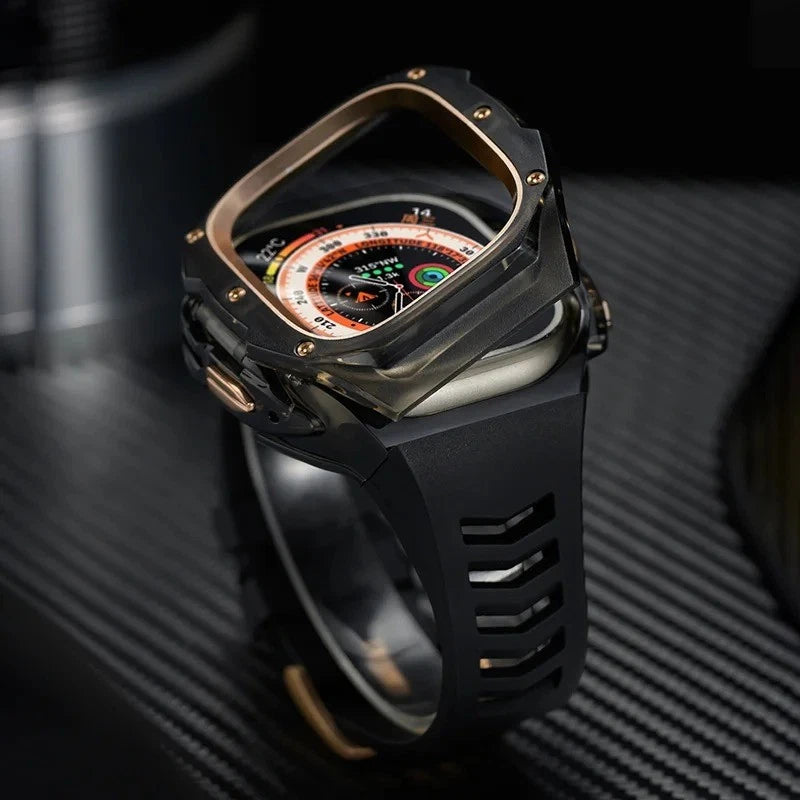49MM Black Rose Gold Luxury Transparent Concept Case By Shopyholy Compatible For Apple Watch Ultra
