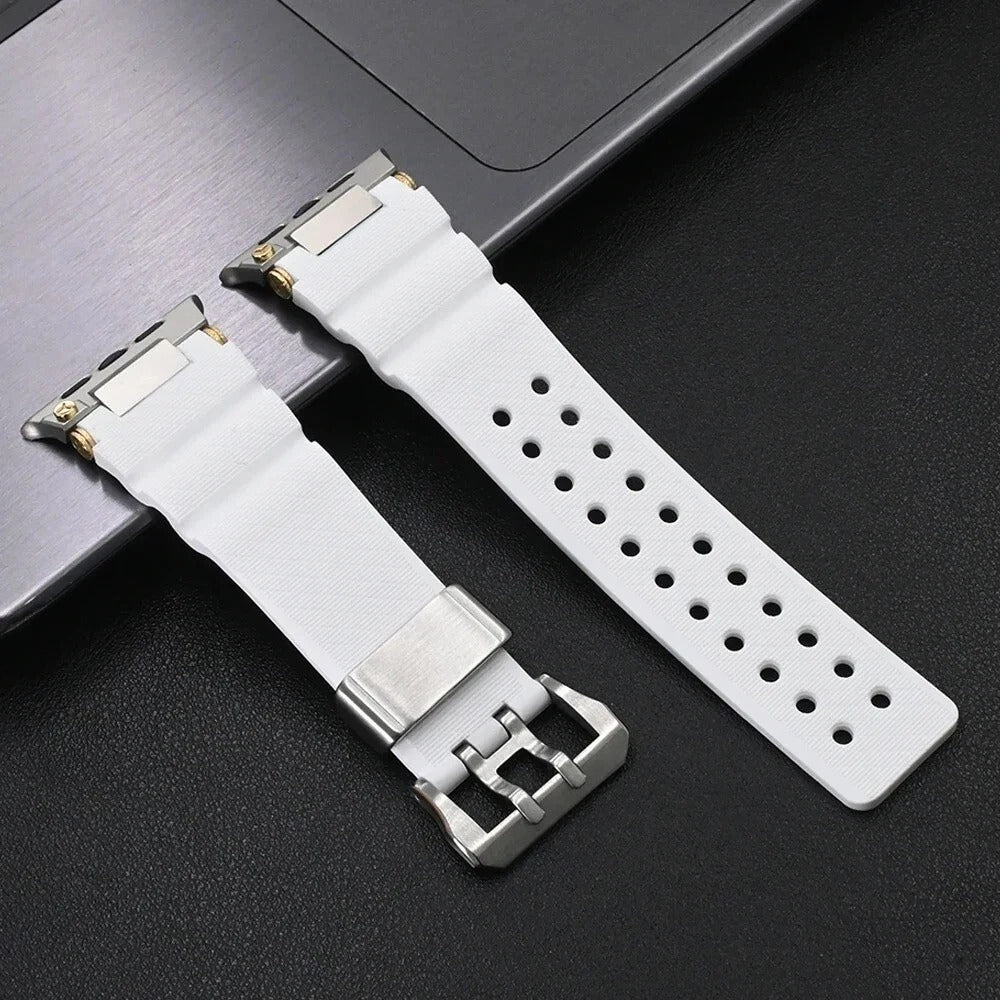 White Luxury Veltrix Silicone Straps By Shopyholy Compatible For Apple Watch