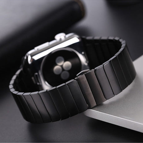 Black  Premium Stylish Metal Stainless Steel Link Bracelet By Shopyholy For iWatch Ultra