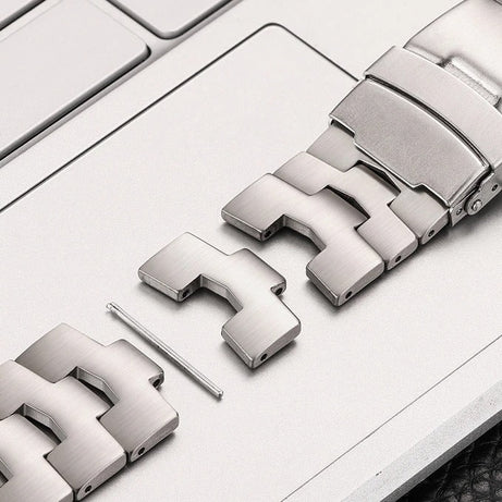 Black Luxury Wingtip Titanium Metal Straps By Shopyholy Compatible For iWatch