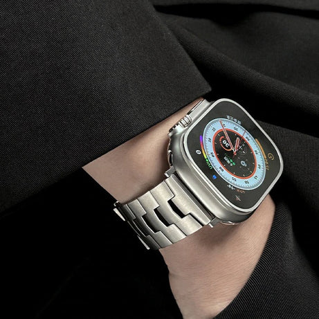 Black Luxury Wingtip Titanium Metal Straps By Shopyholy Compatible For iWatch