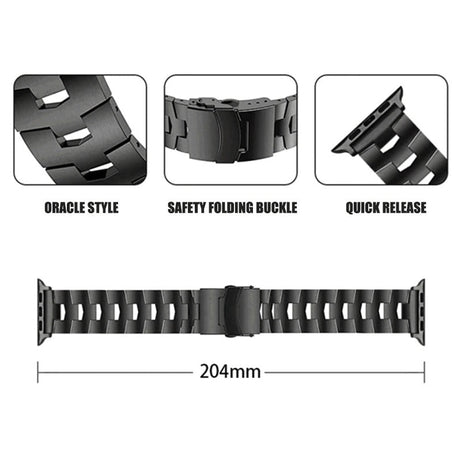 Black Luxury Wingtip Titanium Metal Straps By Shopyholy Compatible For iWatch
