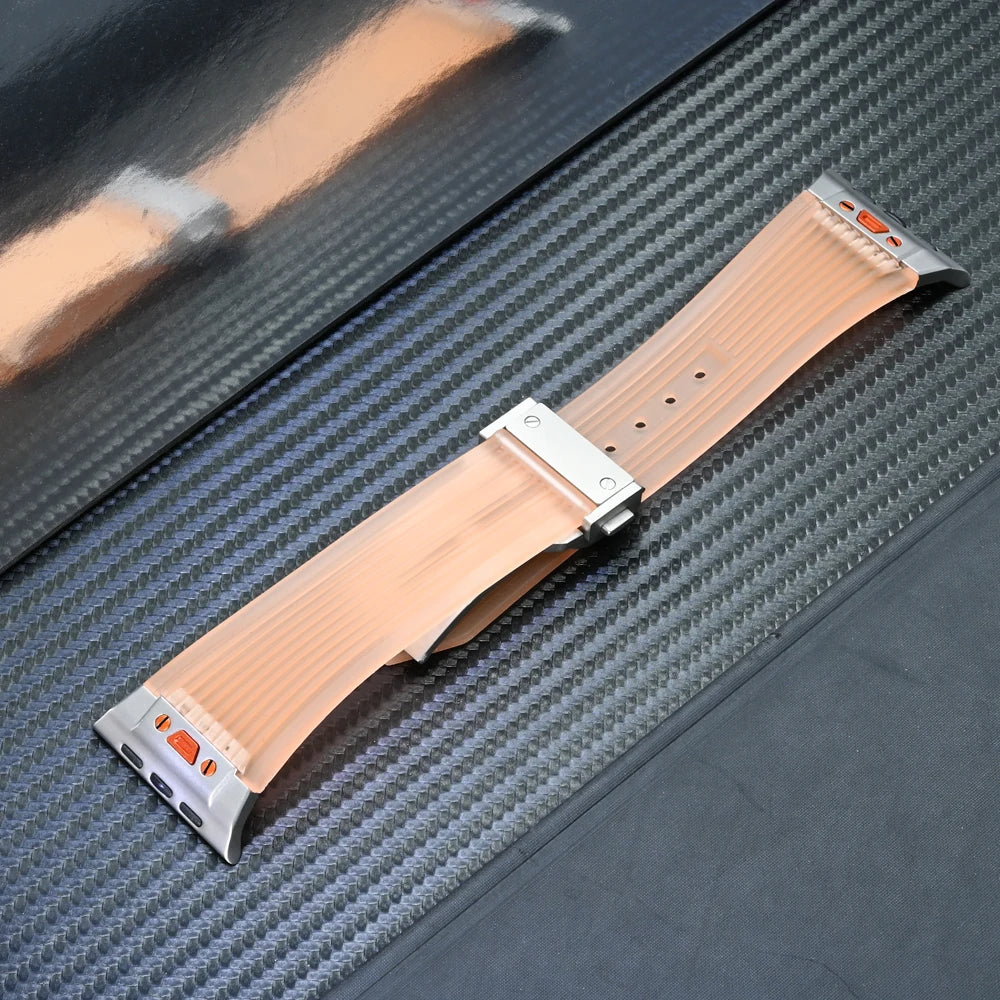 Orange Transparent Luxury Hublot Style Band By Shopyholy Compatible For Apple Watch