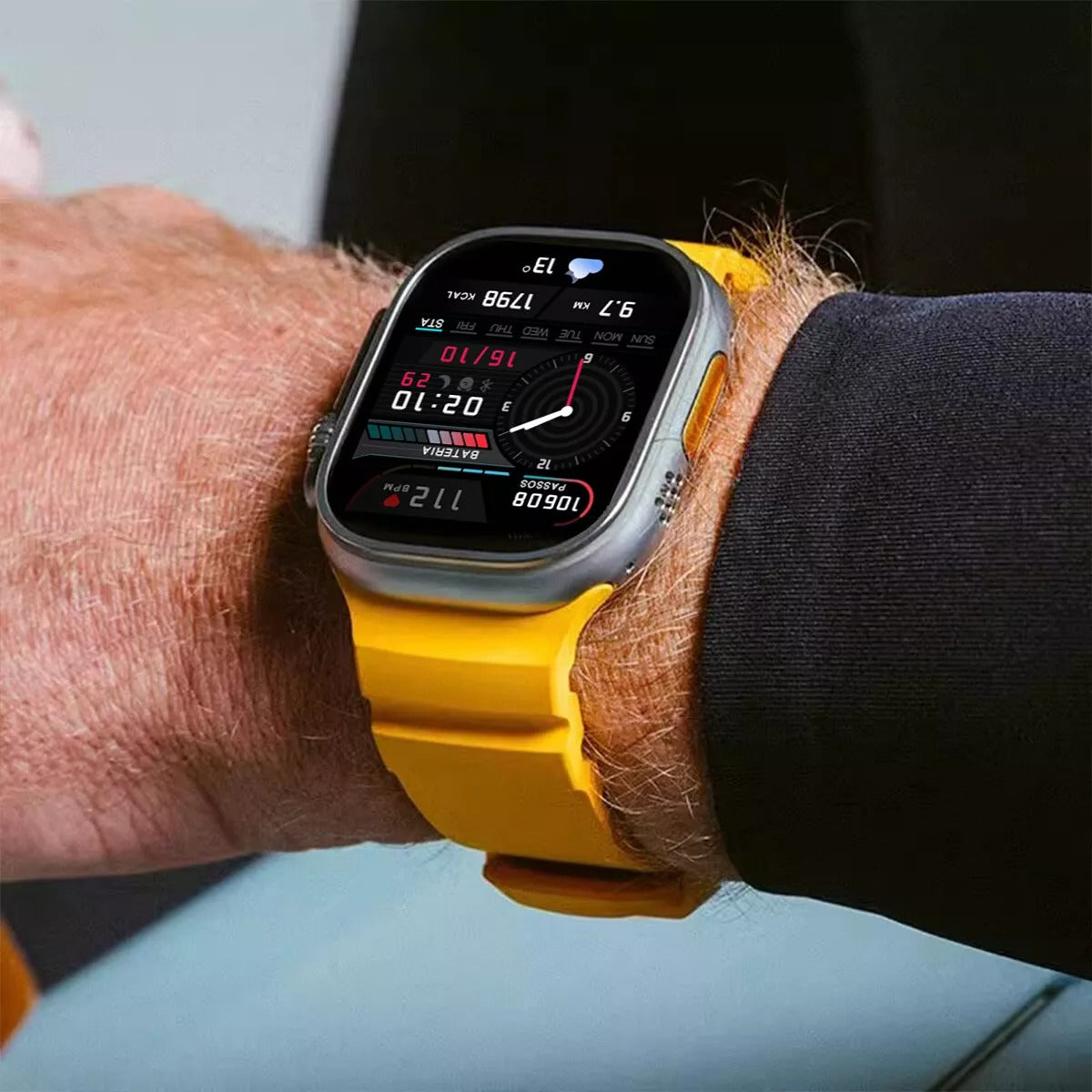 Yellow T Premium Rugged Silicone With Metal Buckle By Shopyholy Compatible For Apple Watch