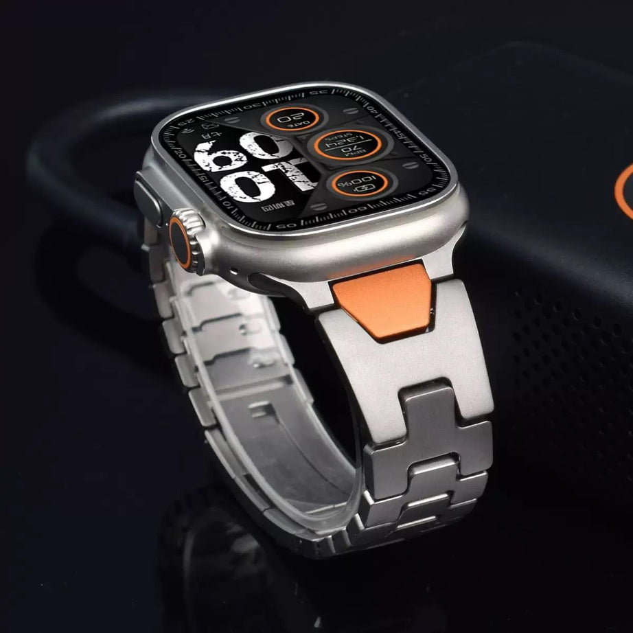 Titanium Orange Luxury Quilk Release Band By Shopyholy Compatible For Appe Watch