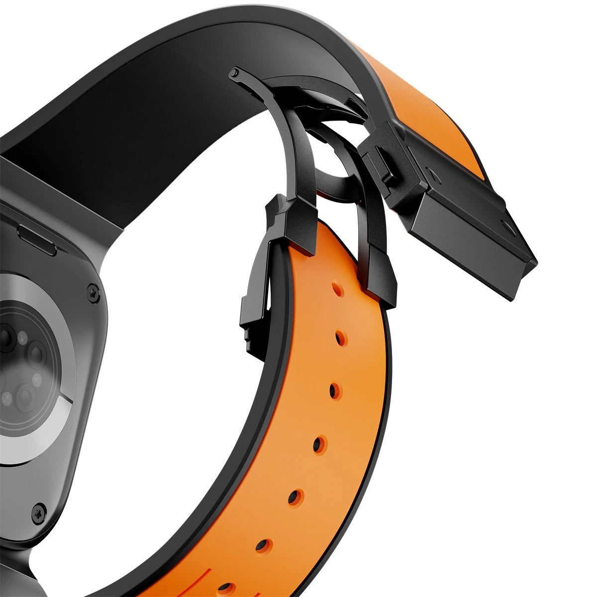 Orange B Luxury Mechanical Slicone Sports Band By Shopyholy Compatible For Apple Watch