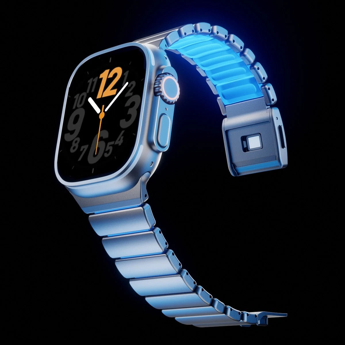Titanium Noctilucent Luxury Titanium Dual Layer Silicone Magnetic Link Bands By Shopyholy Compatible For Apple Watch