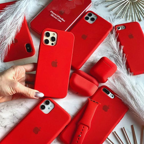 red liquid silicone premium back cover for iphone