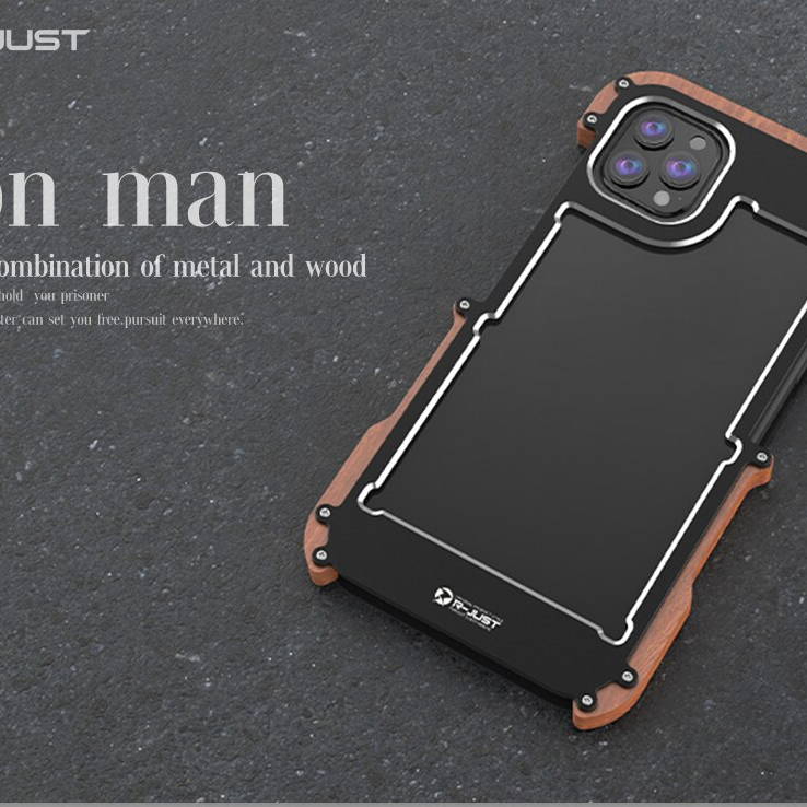 Premium Shockproof Armor Iron Wood Metal Case By Shopyholy Compatible For iPhone