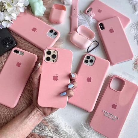 pink liquid silicone premium back cover for iphone