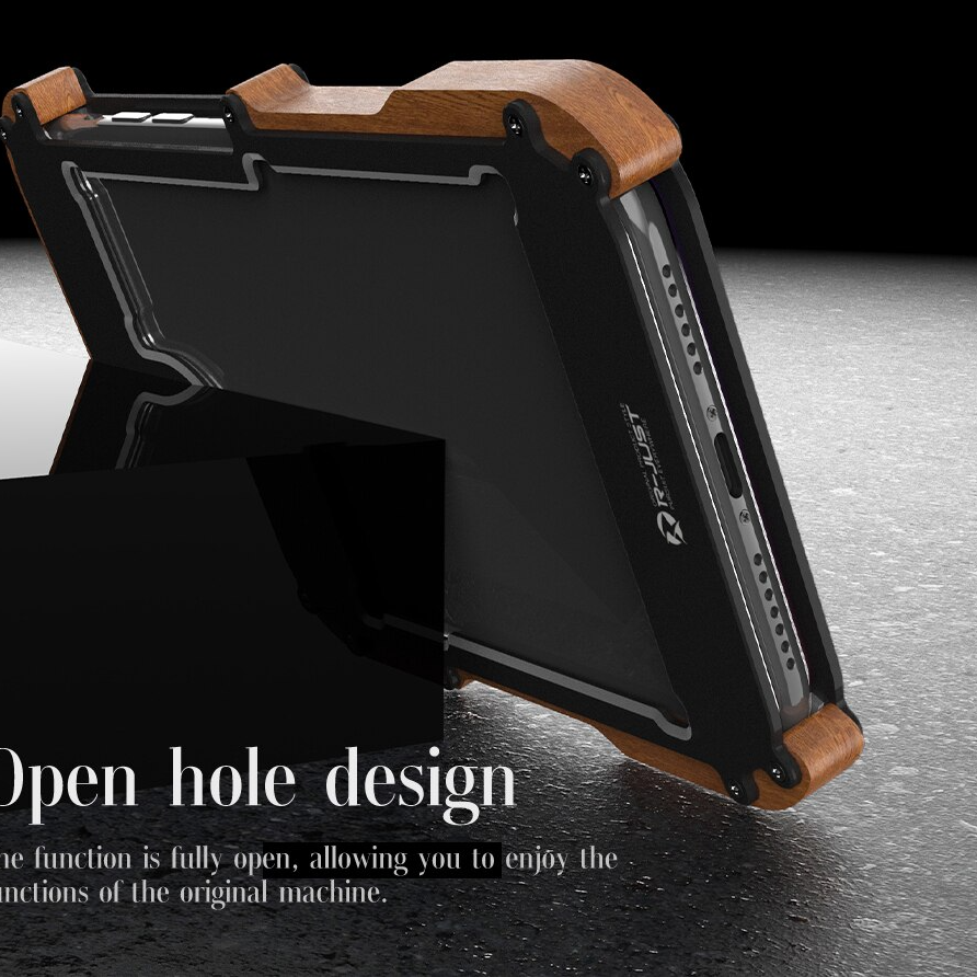 Premium Shockproof Armor Iron Wood Metal Case By Shopyholy Compatible For iPhone